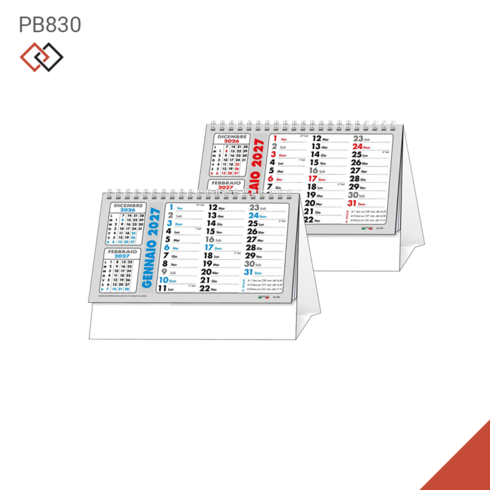 pb830 2027 calendari agende personalizzati